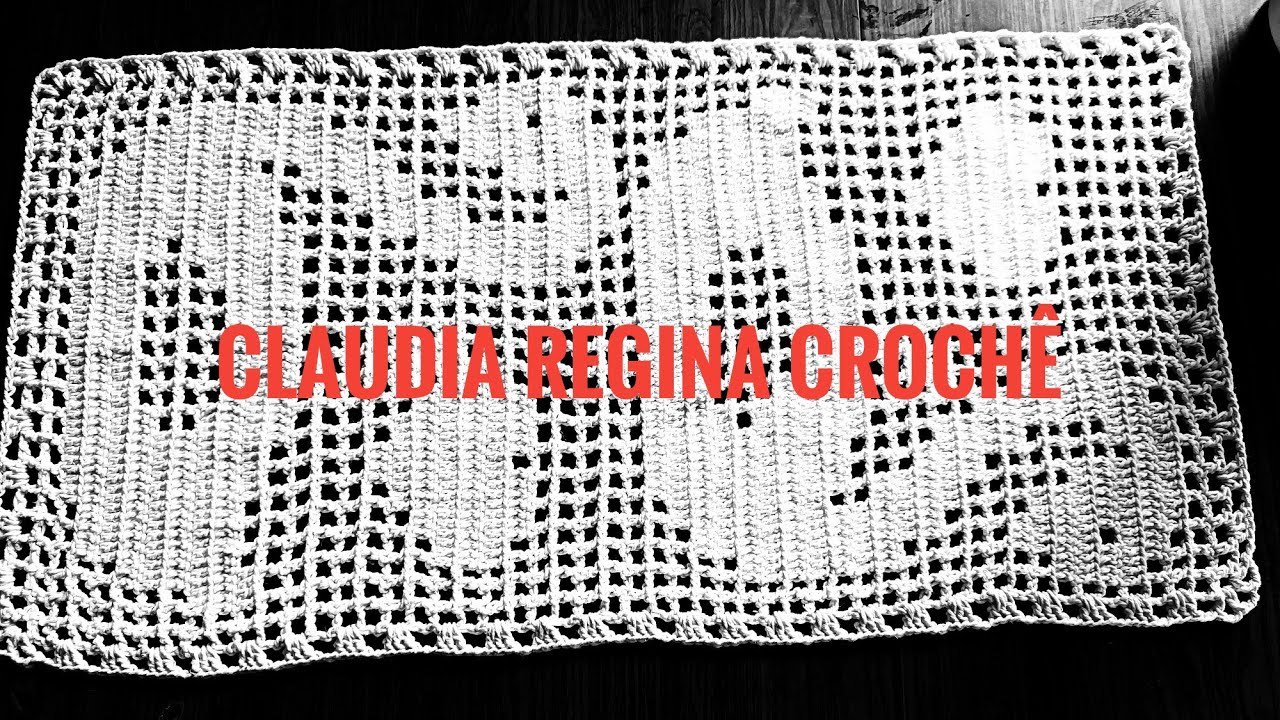 tapete de crochê filé cisne 3/4 parte