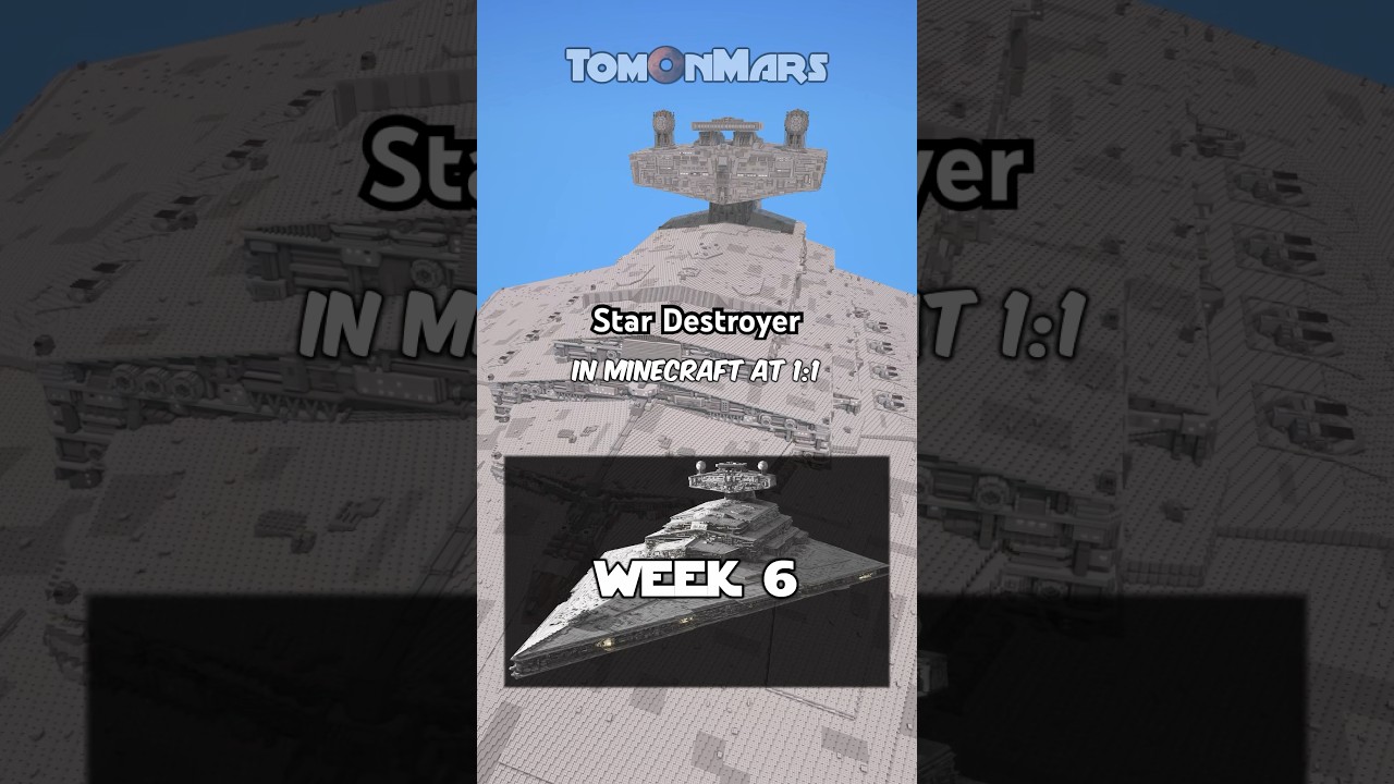 Completing Exterior of my 1:1 Star Destroyer Minecraft mega-project! WEEK 6 #starwars #minecraft