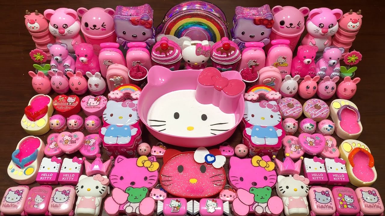 SPECIAL PINK HELLO KITTY - Mixing Random Things Into Slime ! Satisfying Slime Videos #1158