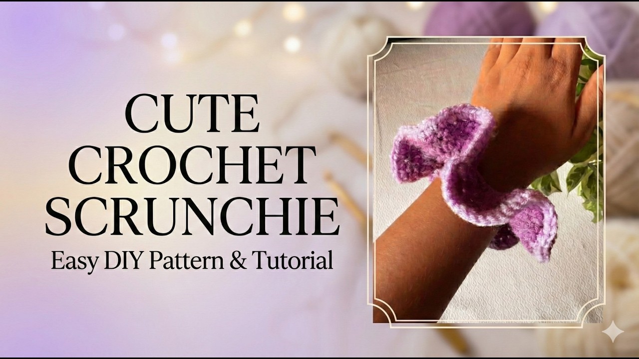 CUTE Crochet Scrunchie! 💜 Easy DIY Tutorial #shorts
