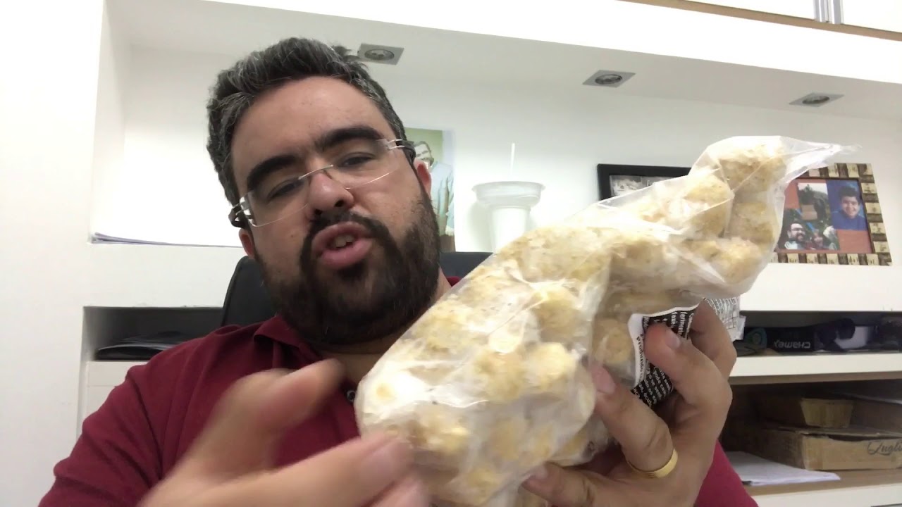 Fritura com óleo frio e gelo no pacote de salgado *** Ebraco Alimentos Congelados *** Senhor Coxinha