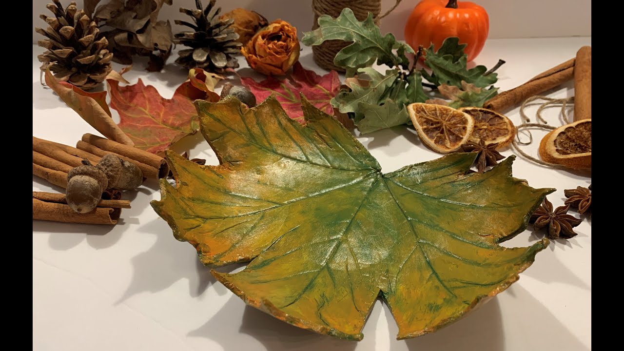 Easy Air Dry Clay Leaf Bowl Tutorial/ Fall DIY   Decoration/A New Idea for Home Decoration