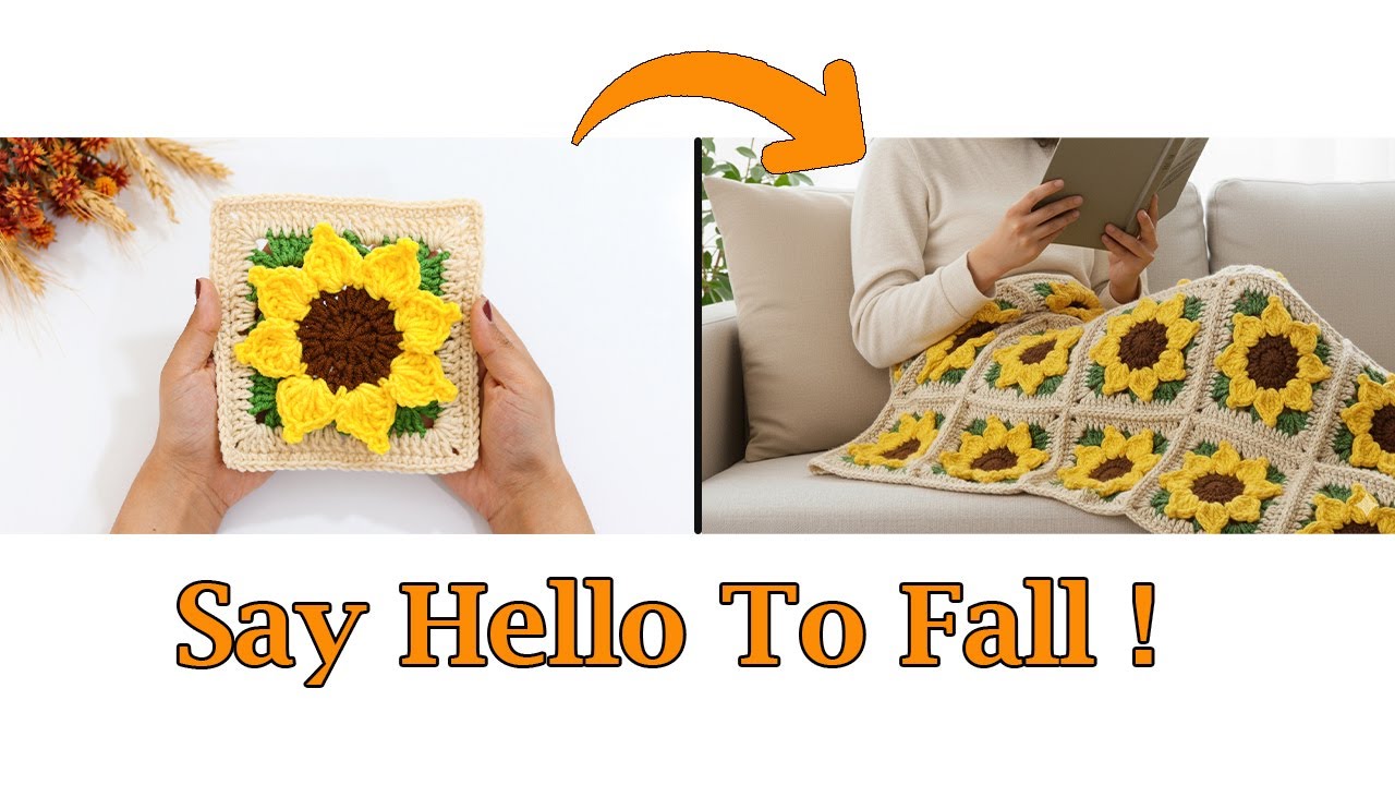 🌻The Cutest Sunflower Granny Square!Create Adorable Blankets😊 Easy & Fun Crochet for Beginners!