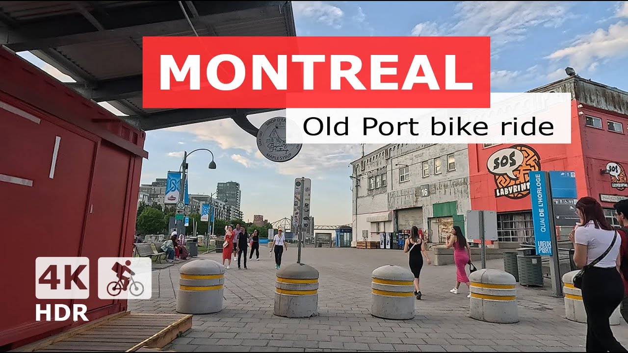 [ 4K ] Old Port of Montreal early evening bike Tour, Quebec Canada 2024 🇨🇦