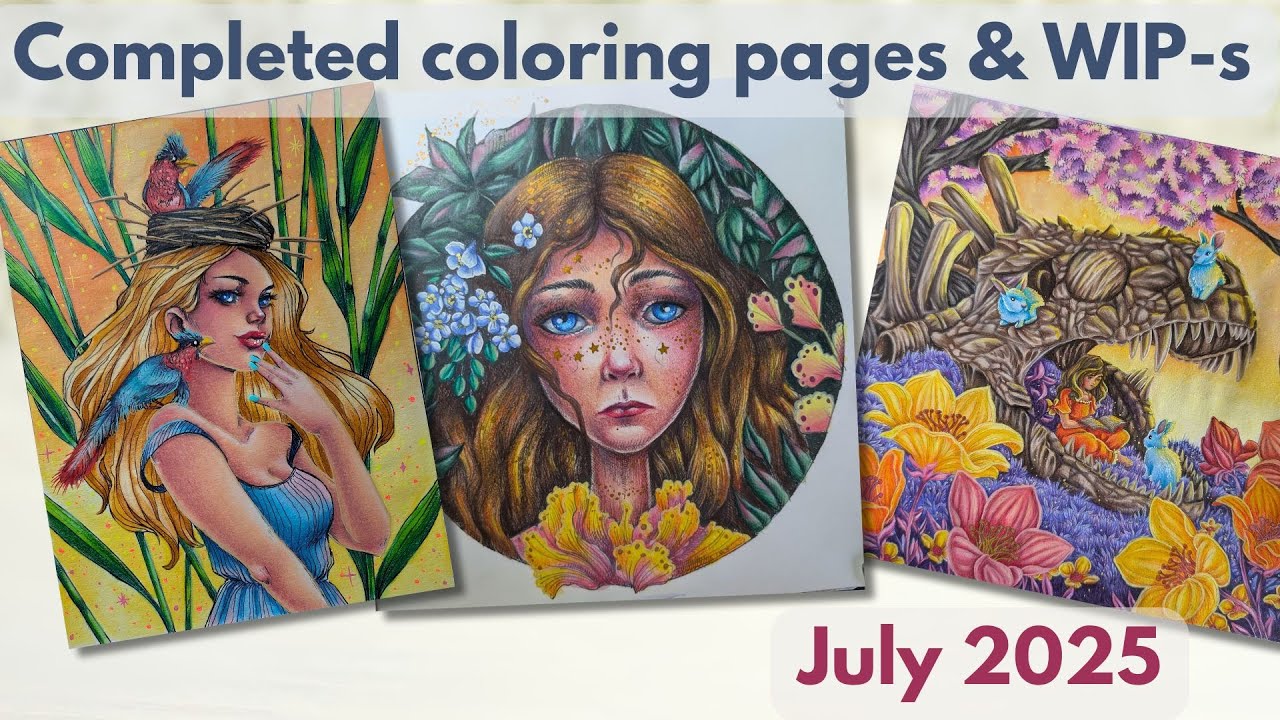 Completed coloring pages and WIP-s - July 2025