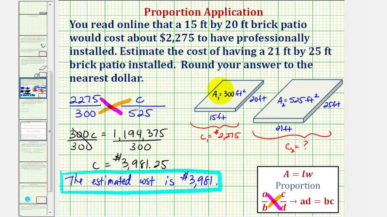 Ex: Proportion Application - Estimate Cost Based Upon Area