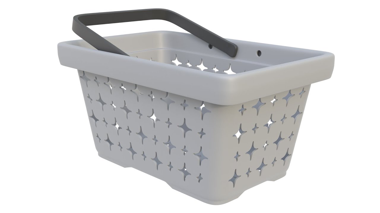 3D model of a plastic star basket for purchases. Blender Market - Superhive, CGtrader (no audio)