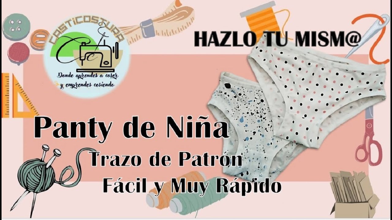 💥como Hacer MOLDE (📐patrón) DE PANTY DE NIÑA ✂Todas las tallas Paso a Paso MUY FÁCIL y 🚀RÁPIDO