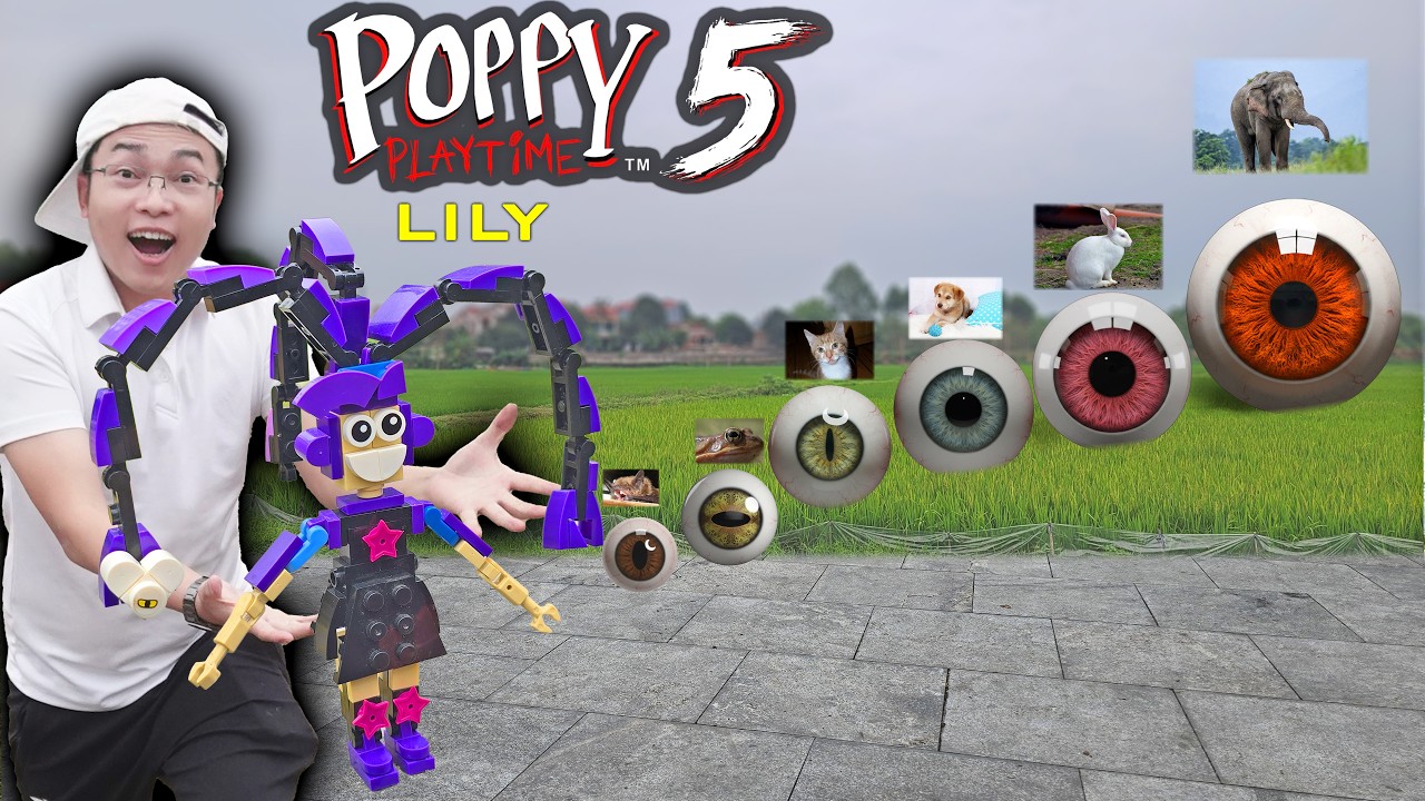 Собираем фигурку Лили из набора LEGO Poppy Playtime 5 + сравнение размеров глаз животных! | Хай К...