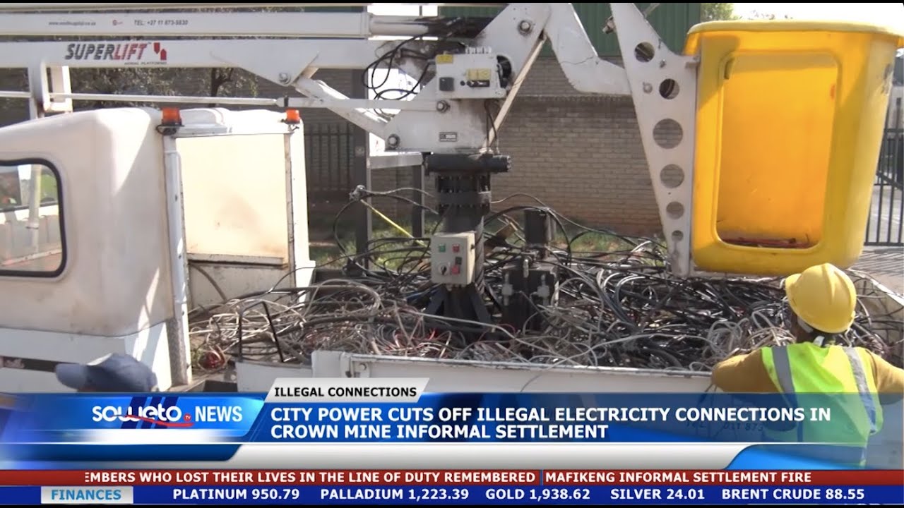 SOWETO TV NEWS | CITY POWER CUTS OFF ILLEGAL ELECTRICITY CONNECTIONS IN CROWN MINE