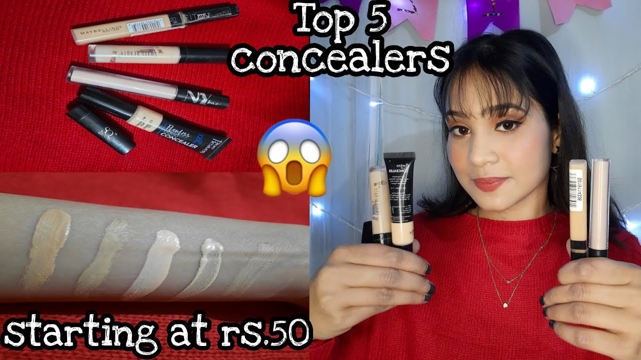 Top 5 concealers under ₹500||starting at ₹50|| full coverage concealers ||sparklingshiza ||
