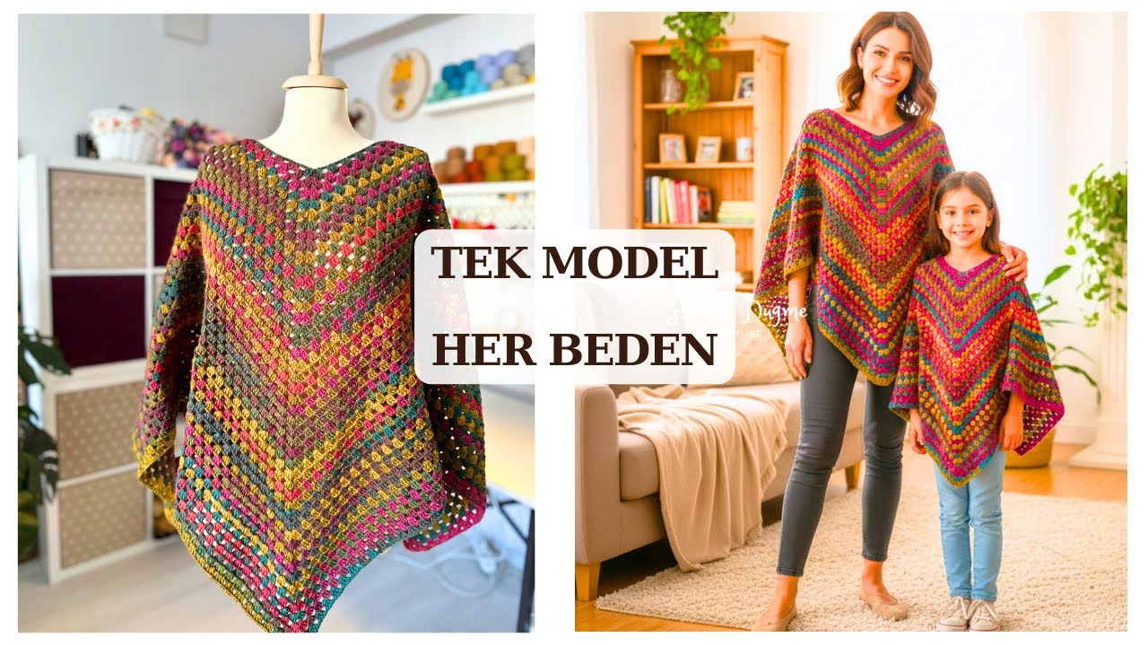 Tek Model, 2 Farklı Kullanım! Her Bedene Uyan Tığ İşi Panço