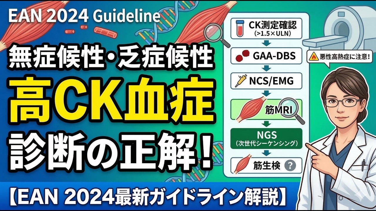 【EAN 2024最新ガイドライン】乏症候性・無症候性高CK血症の診断アプローチ｜NGSと筋MRIがもたらすパラダイムシフト【医知創造ラボ】