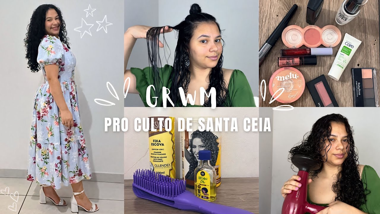 arrume se comigo para o culto de santa ceia / make,unha, cabelo, look etc.