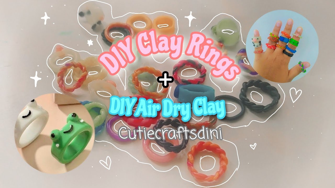 DIY Clay Rings + Cold Porcelain (air dry) Clay | cutiecraftsdini #pinterest #clayrings#aesthetic