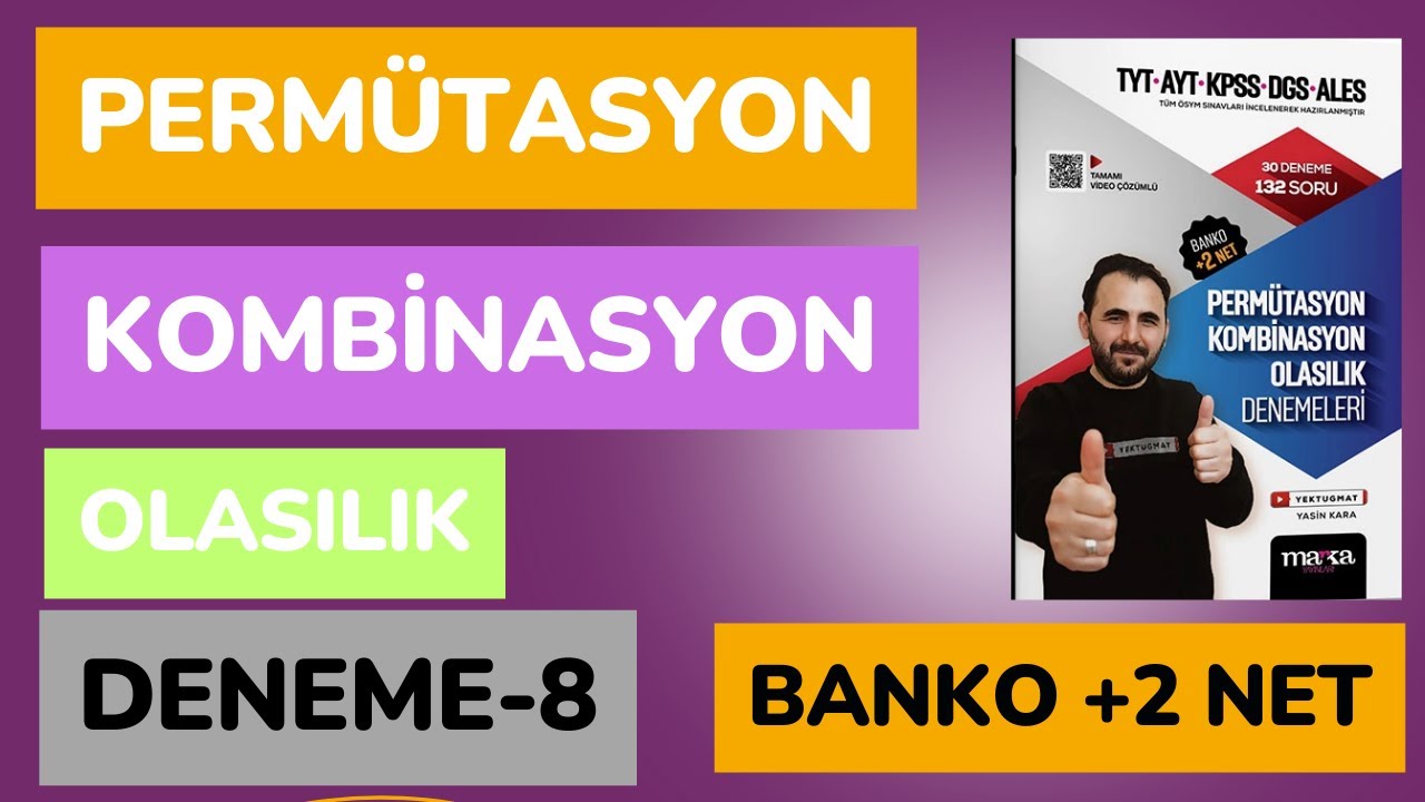 Permütasyon Kombinasyon Olasılık Deneme 8 |( ÖSYM TARZI SINAVLIK SORULAR )| YKS DGS KPSS ALES 30 PKO