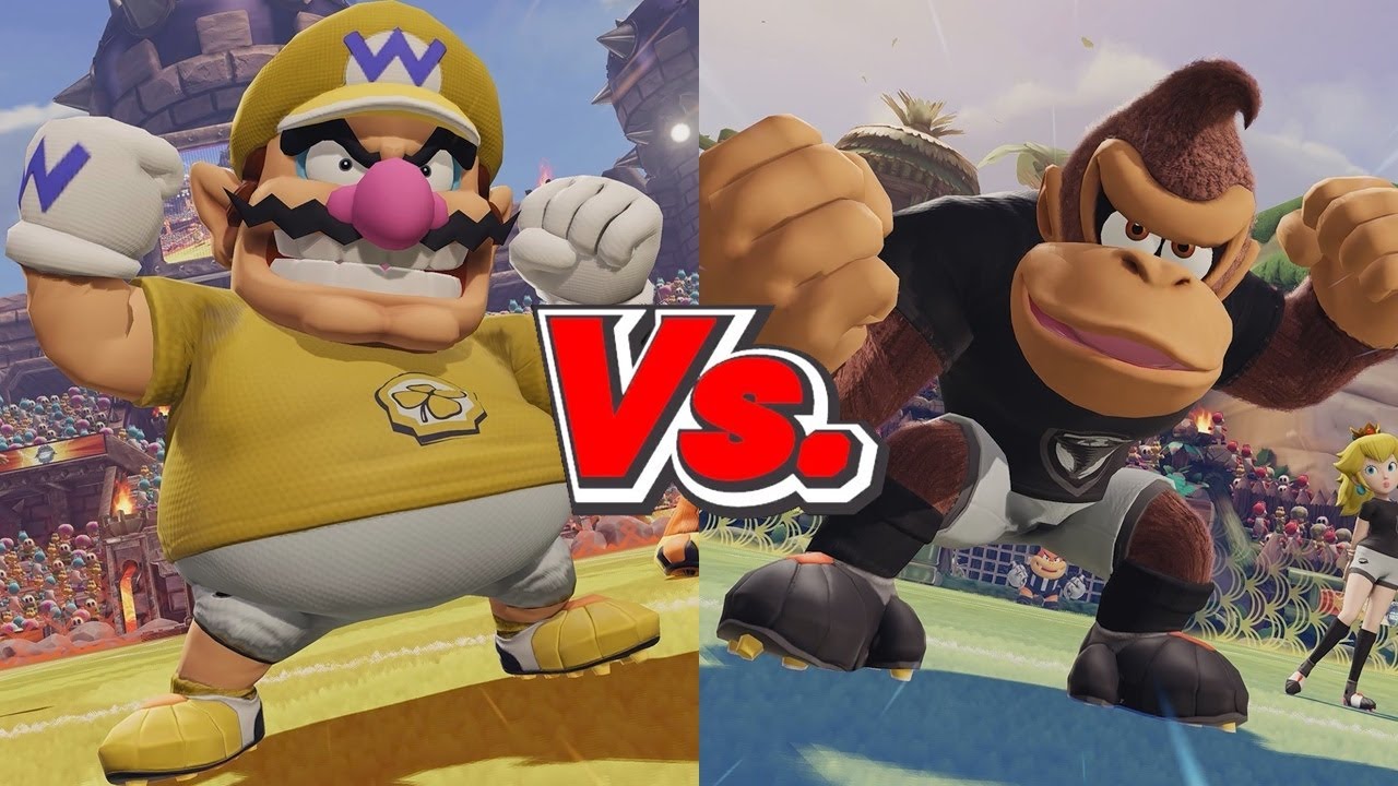 Mario Strikers Battle League - Wario (Charms) Vs. Donkey Kong (Cyclones)