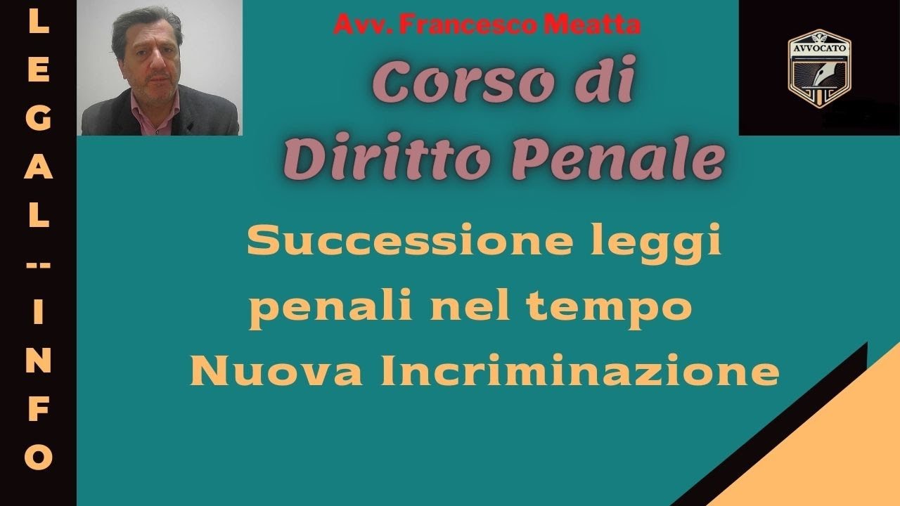SUCCESSIONE DI LEGGI PENALI NEL TEMPO - LA NUOVA INCRIMINAZIONE LEZIONE DI DIRITTO PENALE 12