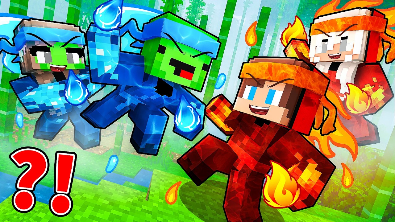 JJ and Mikey: ELEMENTAL NINJA  FAMILY BATTLE in Minecraft - Maizen