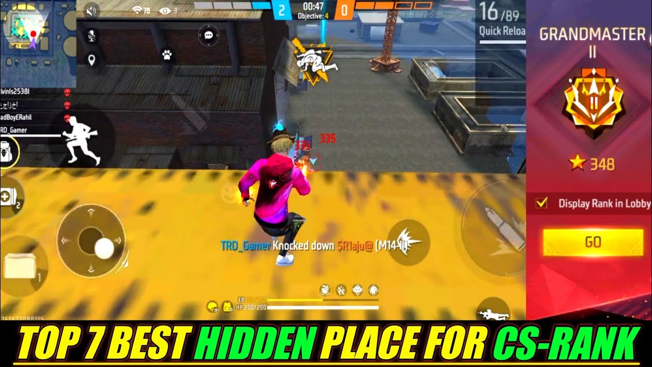 BEST HIDDEN PLACE FOR RANK PUSH IN CS || Top 7 best hiding place in barmuda map for CS-RANK !!!