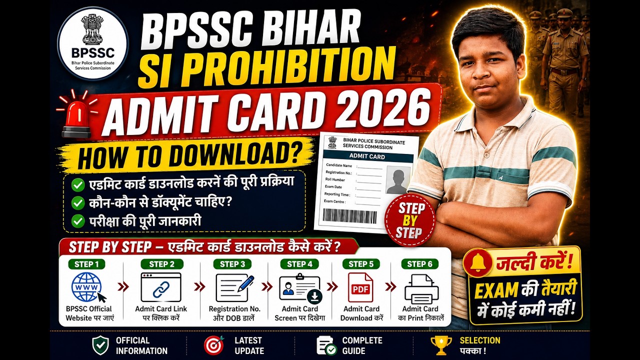 BPSSC Bihar SI Prohibition Admit Card 2026 Download How to download ?#bpcc #admitcard2026 #biharnews