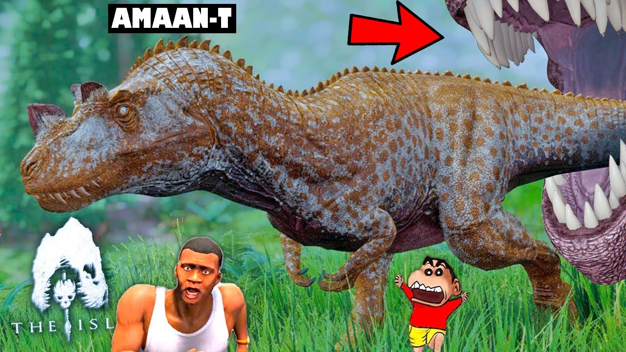 TRYING to SAVE Shinchan Herbivore Dinosaur with BABY ALLOSAURUS from T-REX in THE ISLE with CHOP