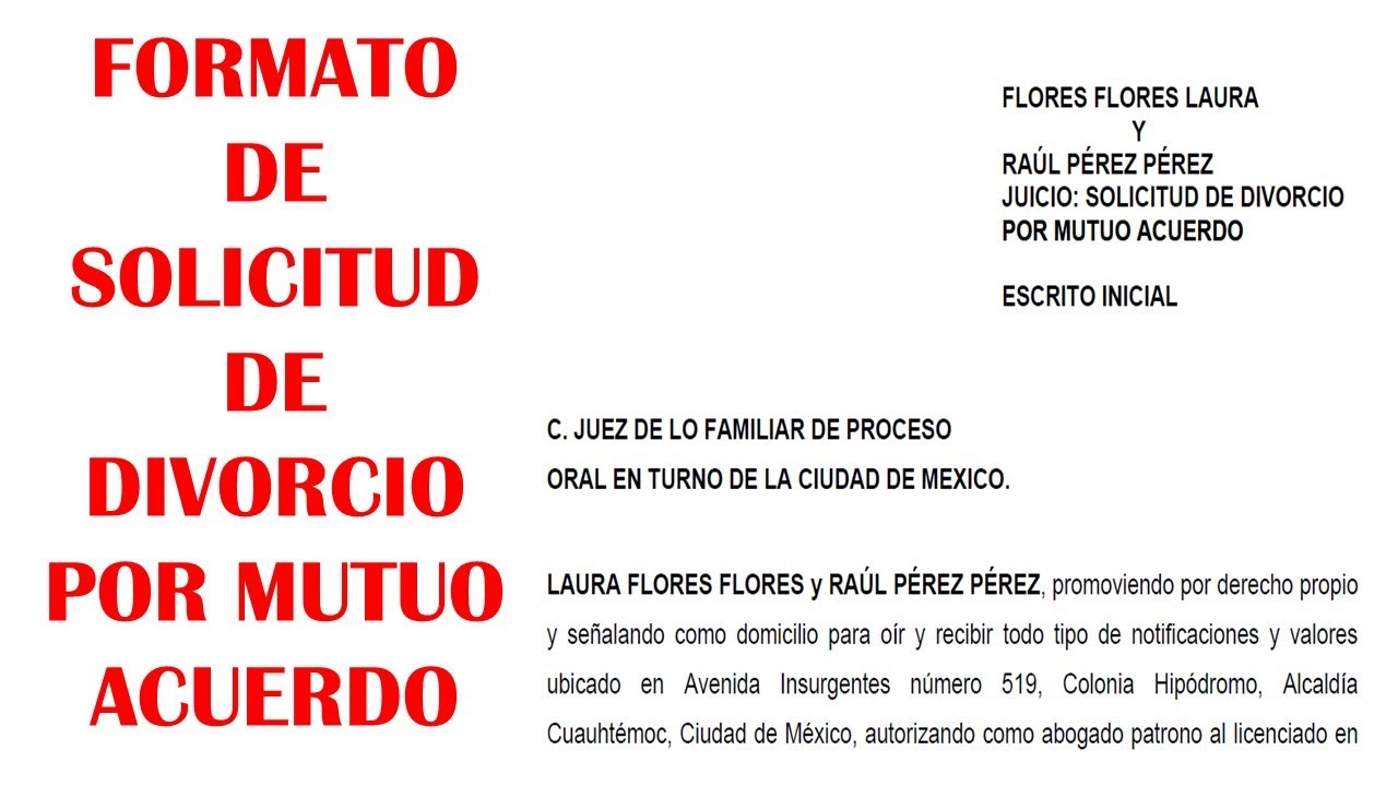 DIVORCIO POR MUTUO ACUERDO / FORMATO EXPLICADO