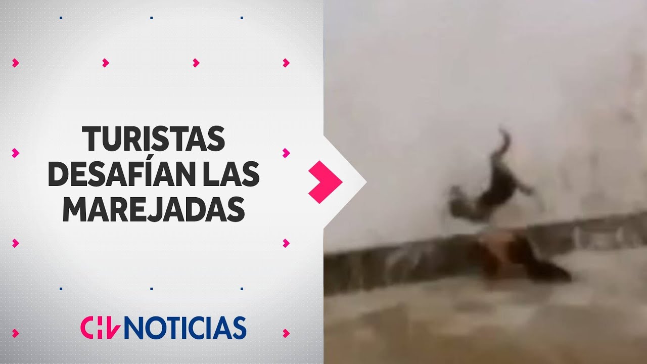 HASTA SALIERON VOLANDO: Veraneantes desafían marejadas pese a alertas en las playas - CHV Noticias