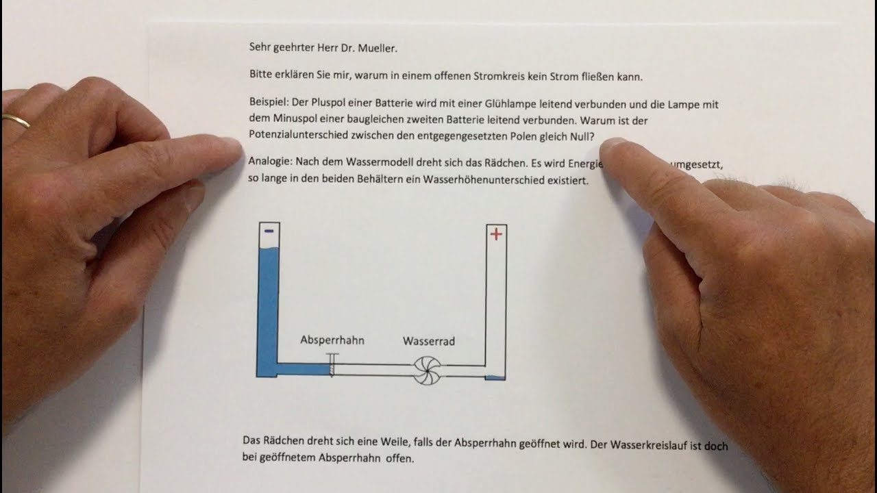 ** Wassermodell f&uuml;r Gleichstrom, Zuschauerfrage