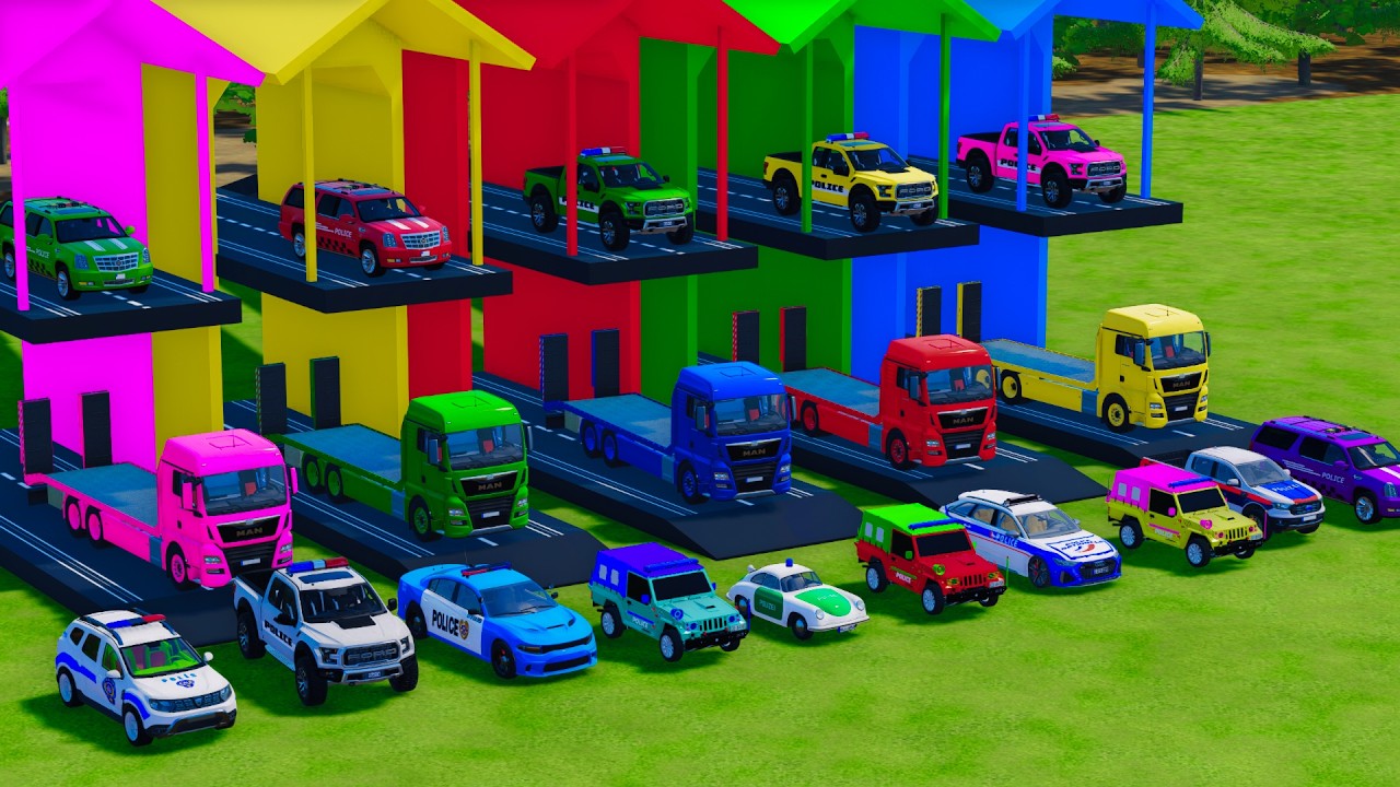 TRANSPORTING ALL POLICE CARS WITH MERCEDES POLICE TRUCKS !! FS22