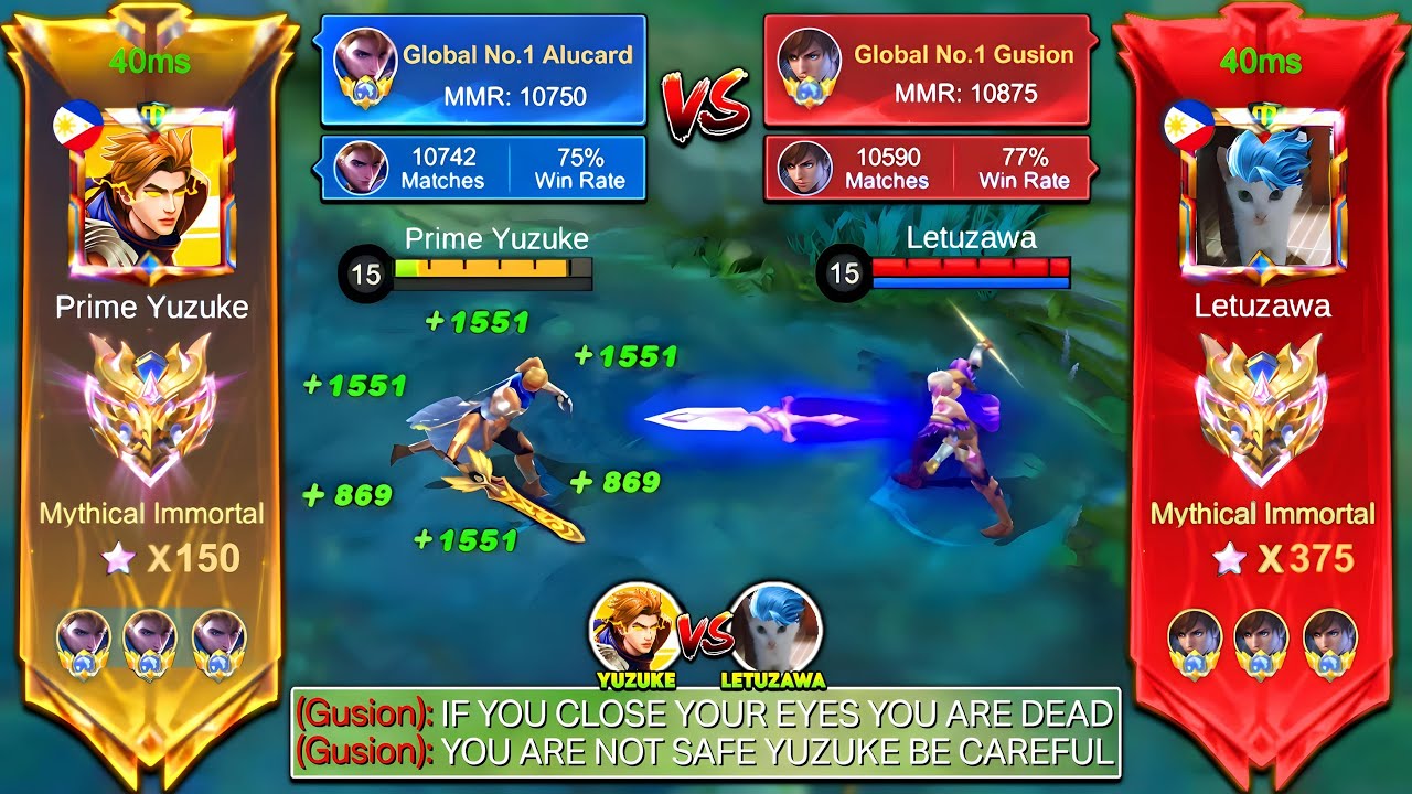 YUZUKE vs LETUZAWA | Global 1 Alucard Vs Global 1 Gusion (Lifesteal Vs Fast Hand - Who Win?👑)