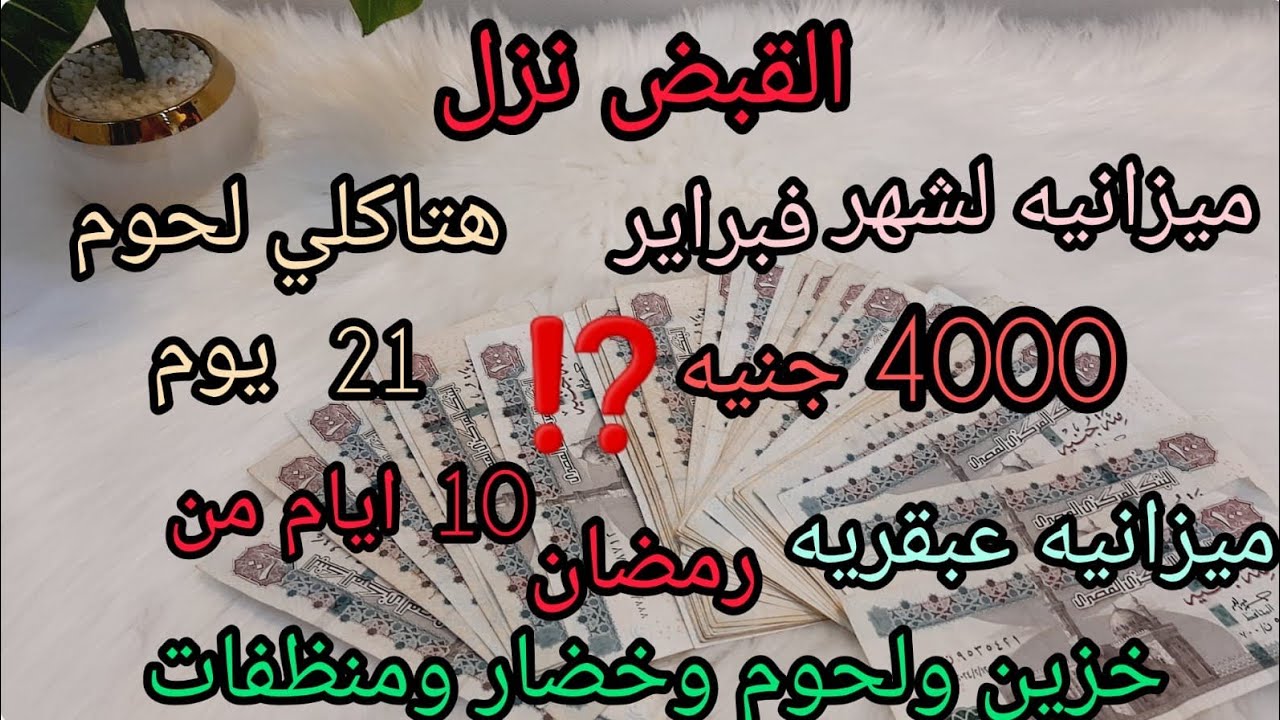 القبض نزل📢ميزانيه عبقريه لشهر غبار 4000ج⁉️هتاكلي 21يوم لحوم منهم 10من رمضان 💫