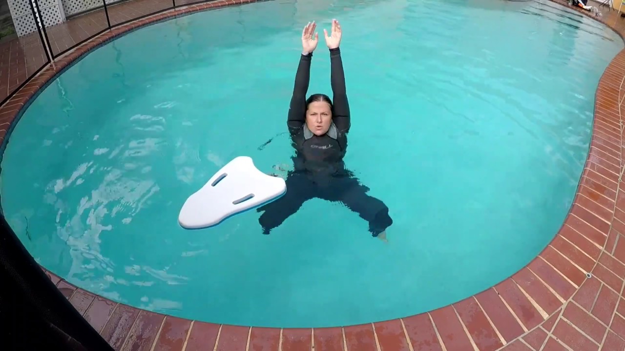 How To Float On Your Back With A Kick Board Overhead [Swimming Lessons For Adults]