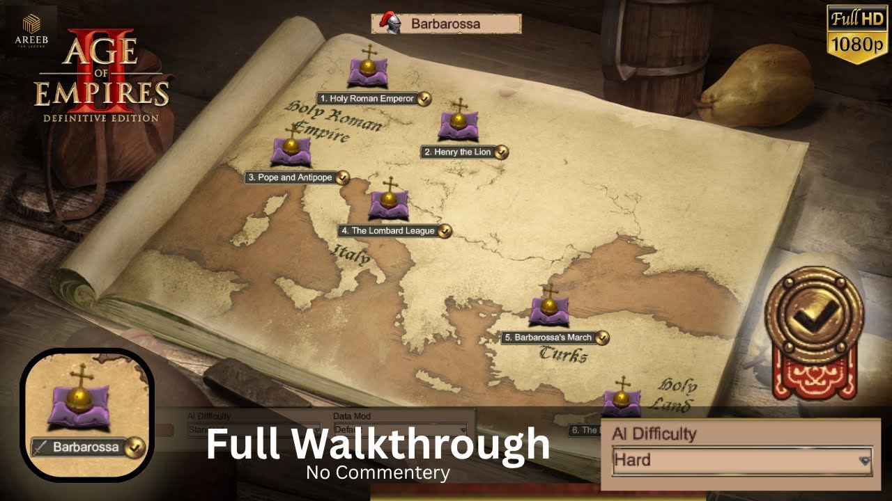 AoE2: DE - Barbarossa Campaign Full Gameplay Walkthrough (Hard Difficulty)