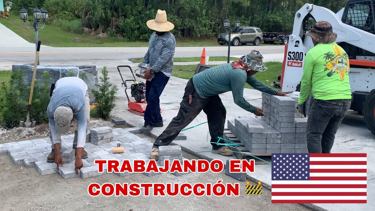 UNOS DE LOS TRABAJOS MÁS BIEN PAGADOS EN USA 🇺🇸 CONSTRUCCIÓN #pavers #usa #bricks
