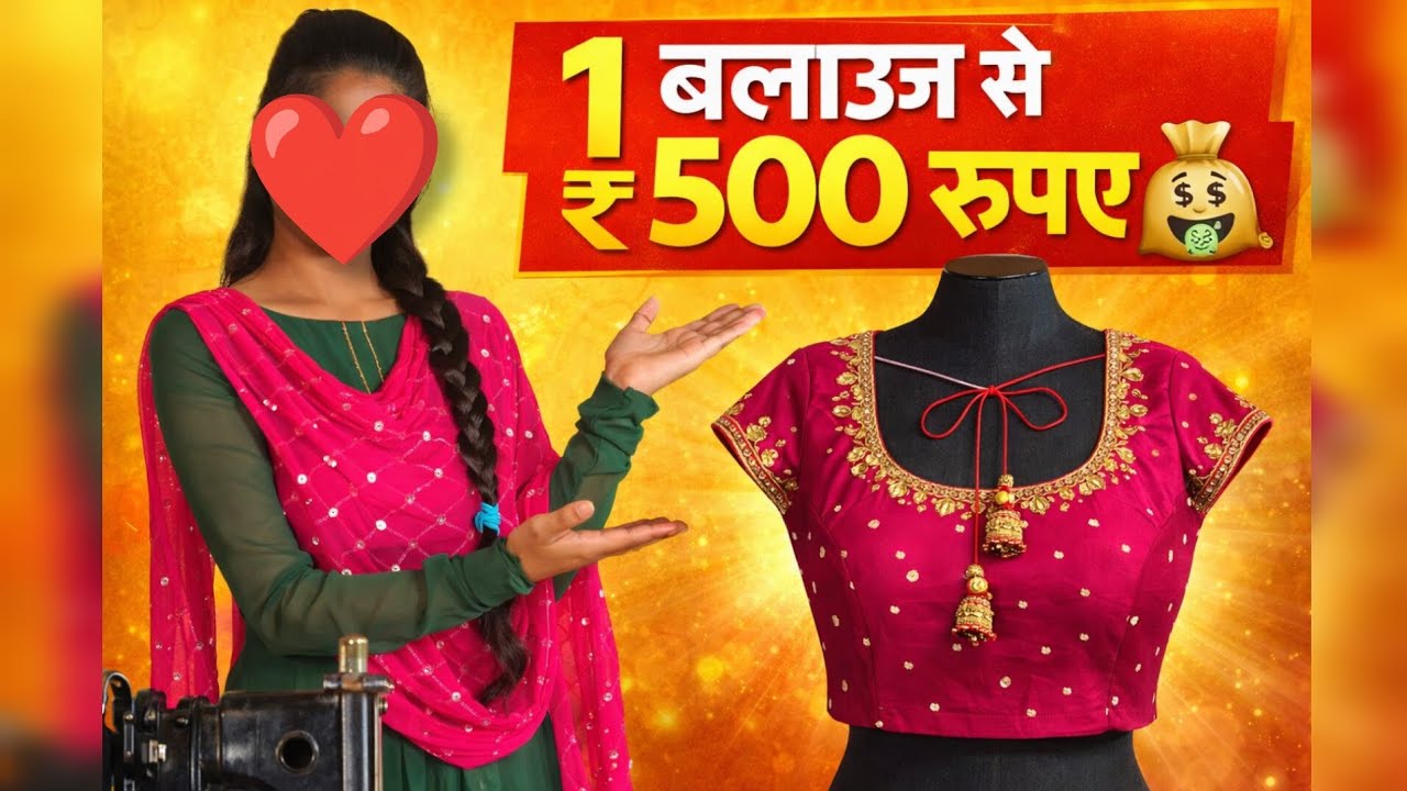 गांव में एक ब्लाउज से 500 ₹🤑 कैसे कमाती हूं | सिलाई की असली कमाई | work from home 💪🔥 #stich #video 
