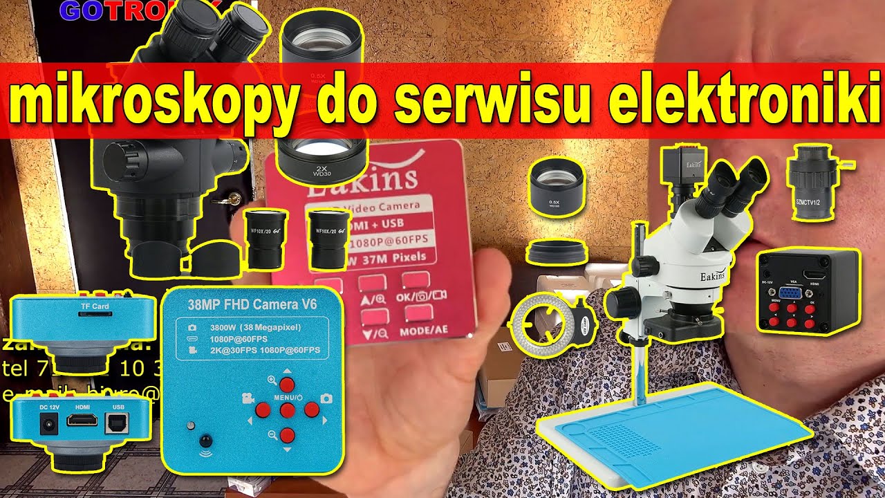 Mikroskopy kamery VGA HDMI obiektywy oświetlacze LED i akcesoria do serwisu elektroniki i nie tylko