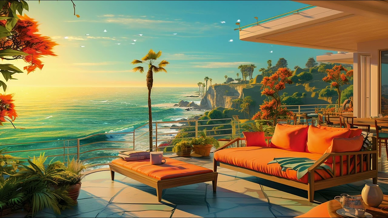 Sunset Ocean | Dive Into Seaside Elegance With Smooth Jazz Vibes For A Productive Day