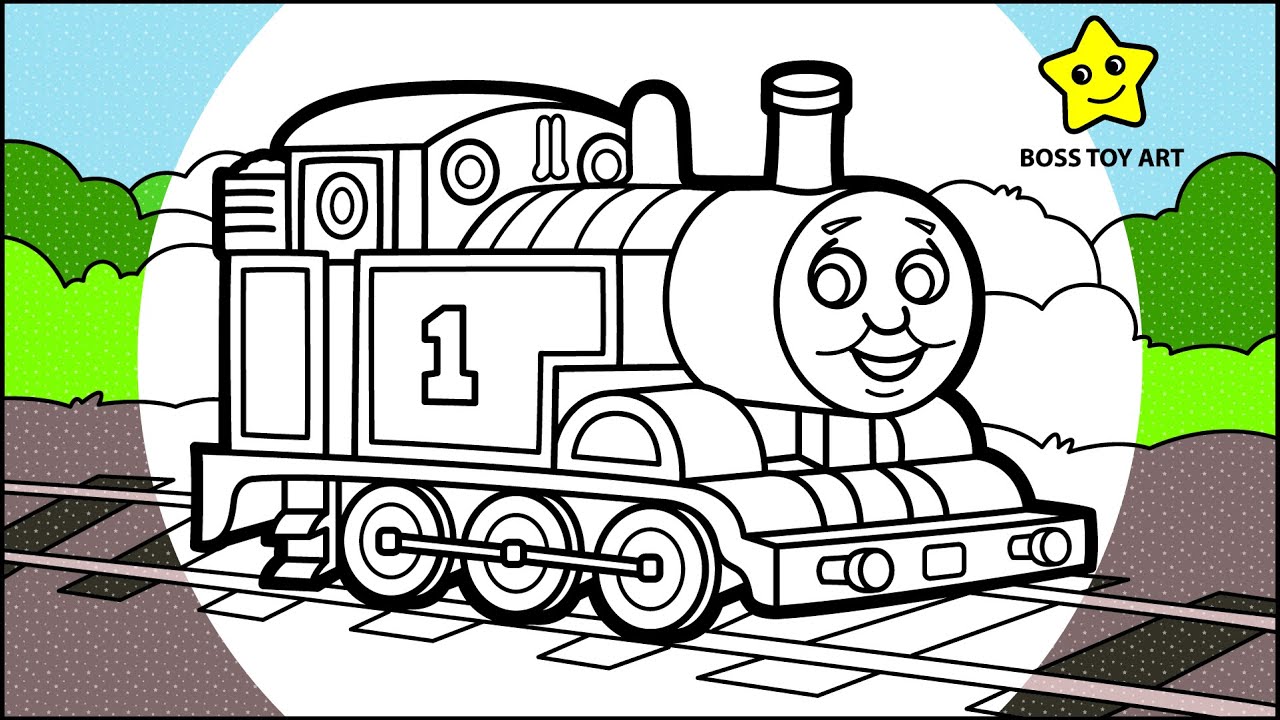 How to draw scenery with Thomas Engine from Thomas and Friends easy drawing for kids | Boss Toy Art