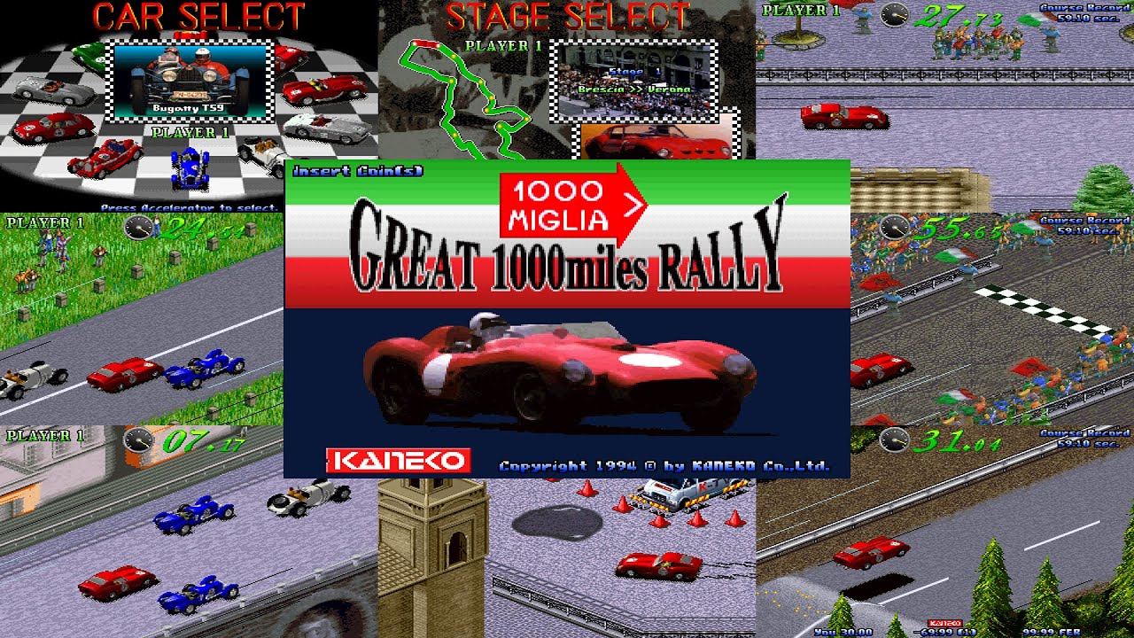 『グレート1000マイルズラリー』（94/05/10版、1人プレイ、フェラーリ・250GTO）エンディングまで