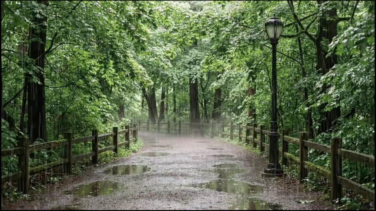 Light Rain Through Woodland Leaves | Peaceful Ambient Audio for Relaxation