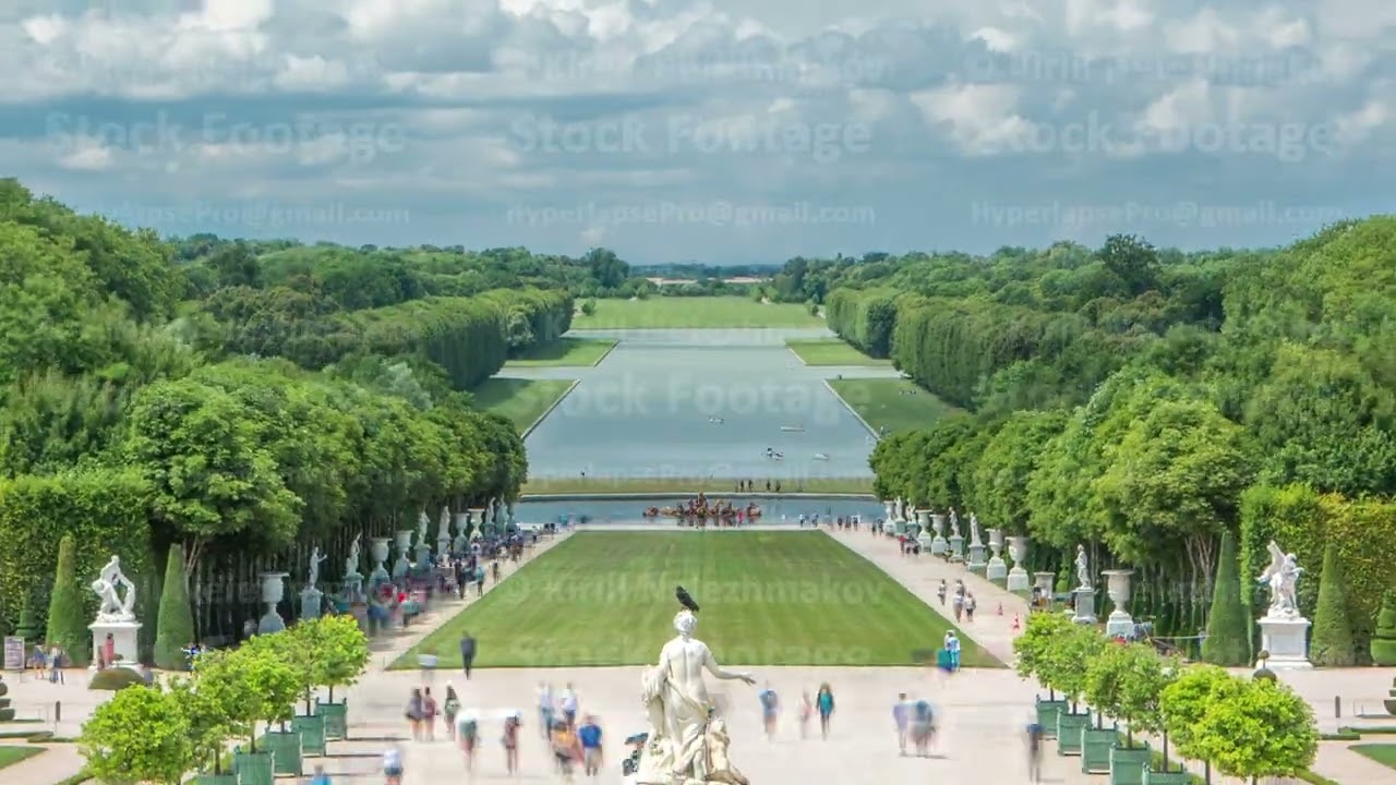 The Latona Fountain in the Garden of Versailles timelapse in France.