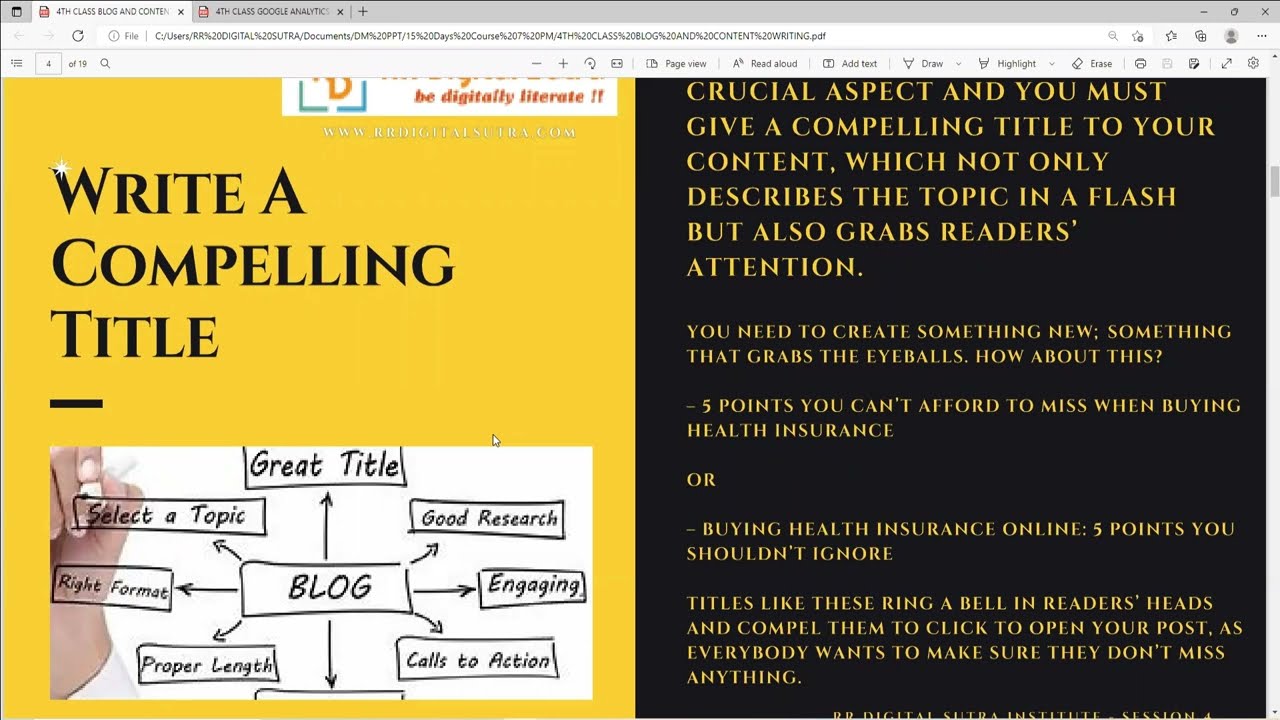 4th Class Recorded Session of Blog Setup Content Marketing and Google Analytics