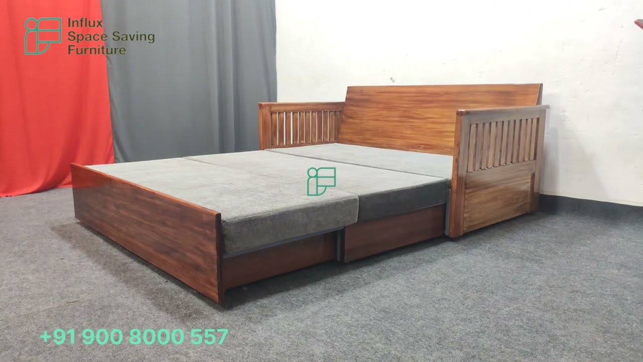 sofa cum bed wooden 3 folding in Bangalore | @ Influx space saving furniture