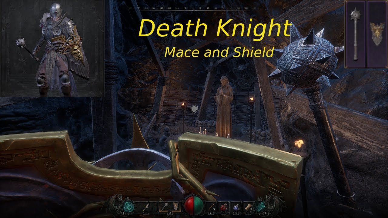 Death Knight with mace and shield in Dungeon Borne