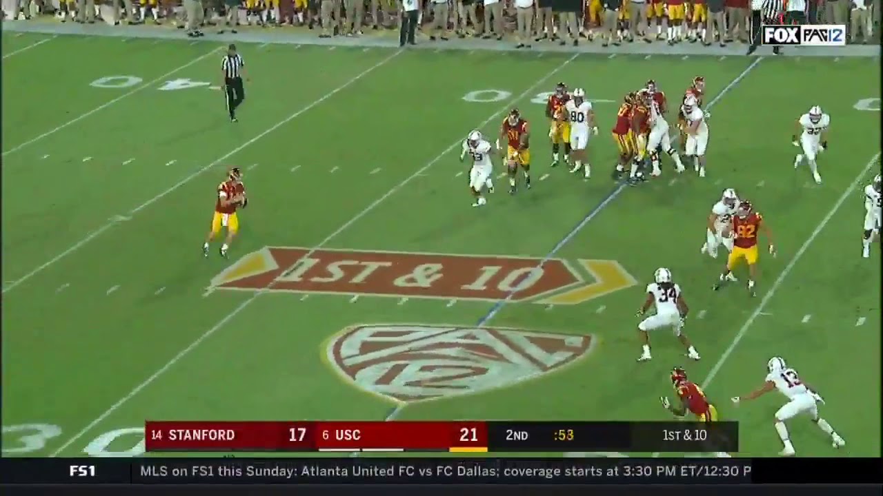 USC Trojans Deontay Burnett Lays All The Way Out For 25 Yards Touchdown Grab