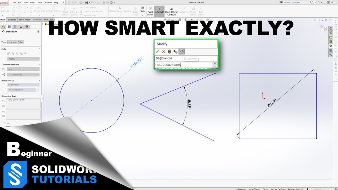 Smart Dimension in SolidWorks for Beginners with Ryan