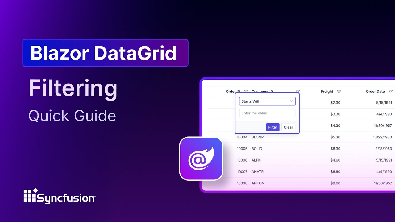 Blazer DataGrid: Обзор функции фильтрации