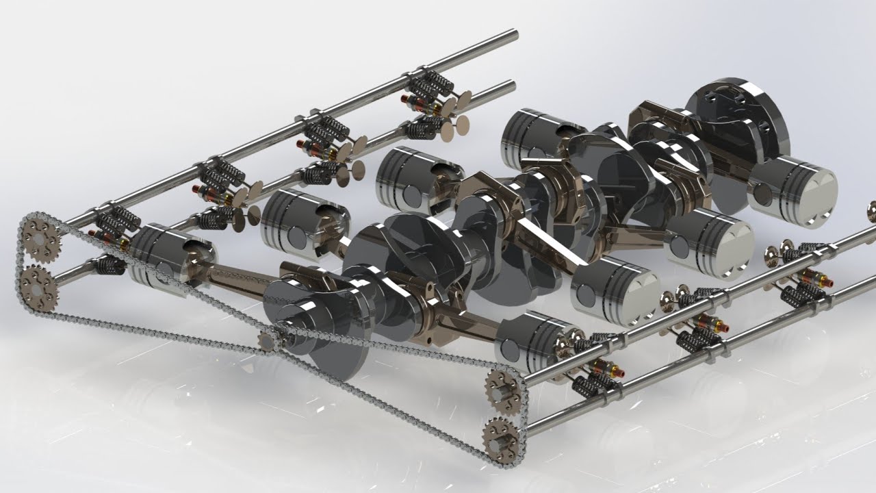 Boxer Eight diesel engine sprocket & chain drive / pully & belt drive assembly tutorial 12/12