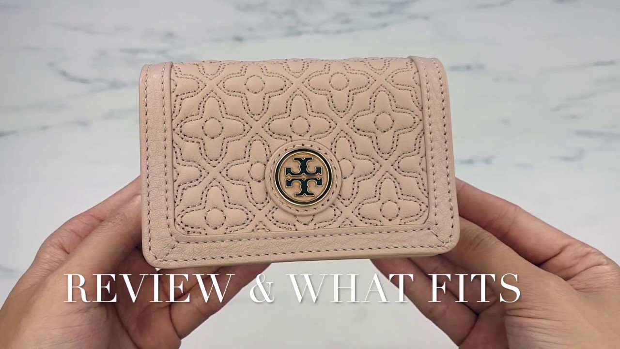 Tory Burch Bryant Foldable Card Case Key Holder Mini Wallet Light Oak Review + What Fits + Mod Shots
